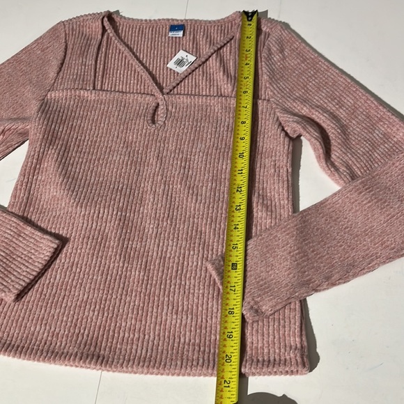 Old Navy Pink Ribbed Long Sleeve Top Shirt Blouse Small NEW! square neckline - Picture 4 of 7
